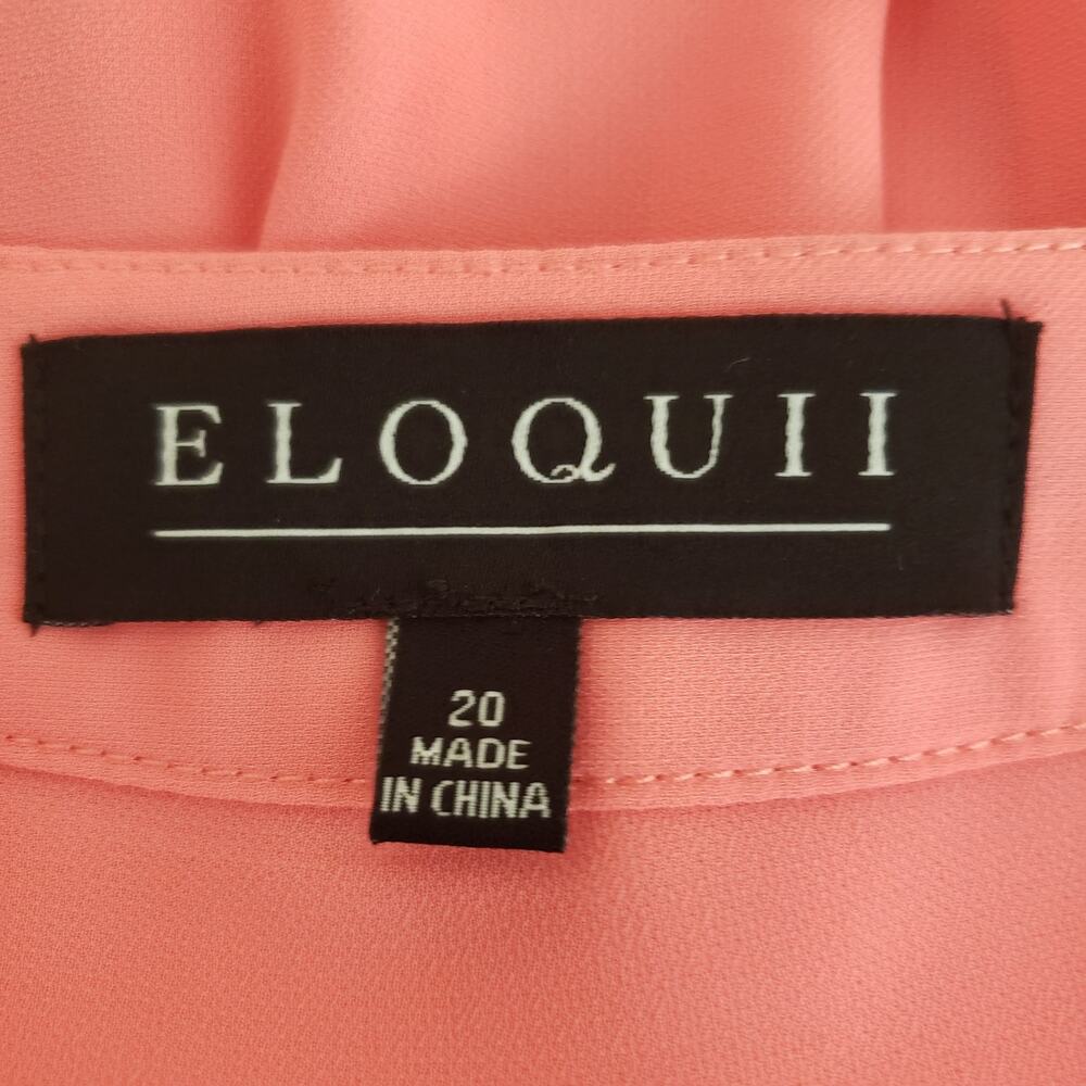 NWT Eloquii Flowy Sheer Deep V-Neck Long Sleeve Rounded Shirttail Hem Top 20 - Picture 11 of 15
